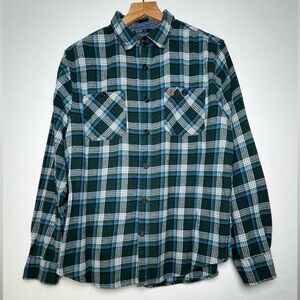 Coleman Brushed Cotton Flannel Shirt Men's Size L Hunter Green/Blue Plaid